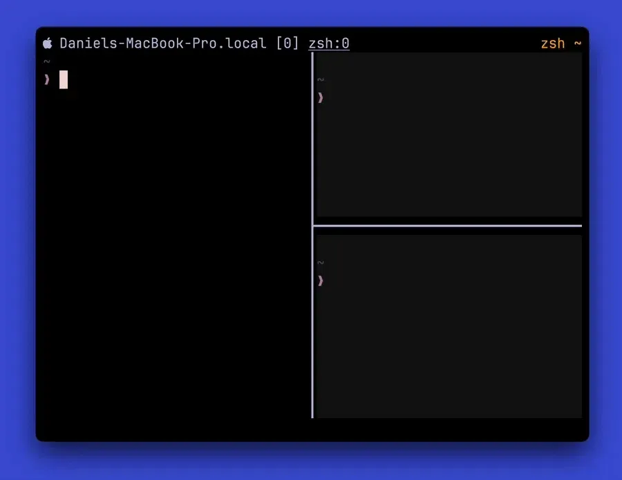 Switching panes in tmux with dimming enabled.
